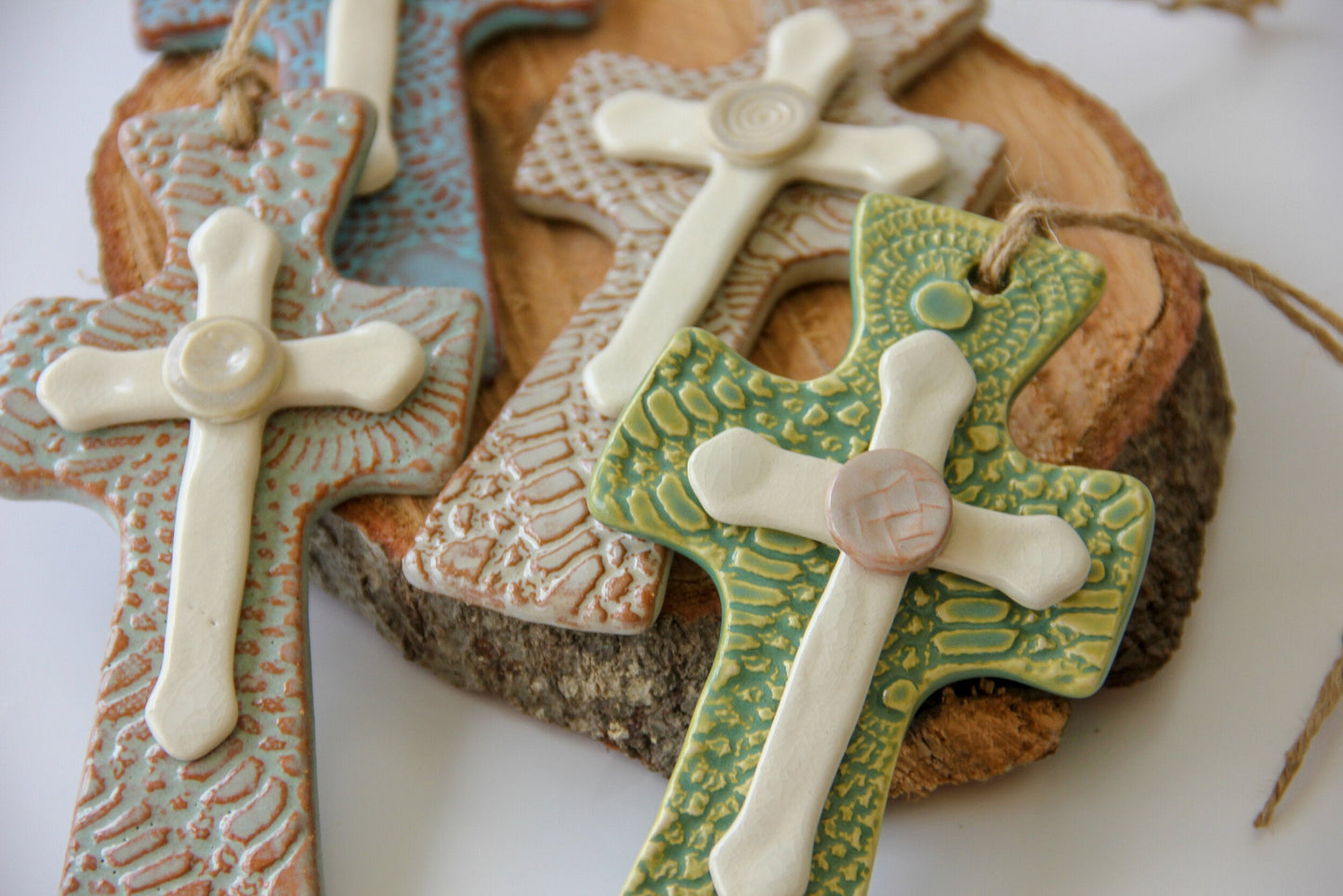 Handmade Pottery Trinity Cross - Made in the U.S.A.