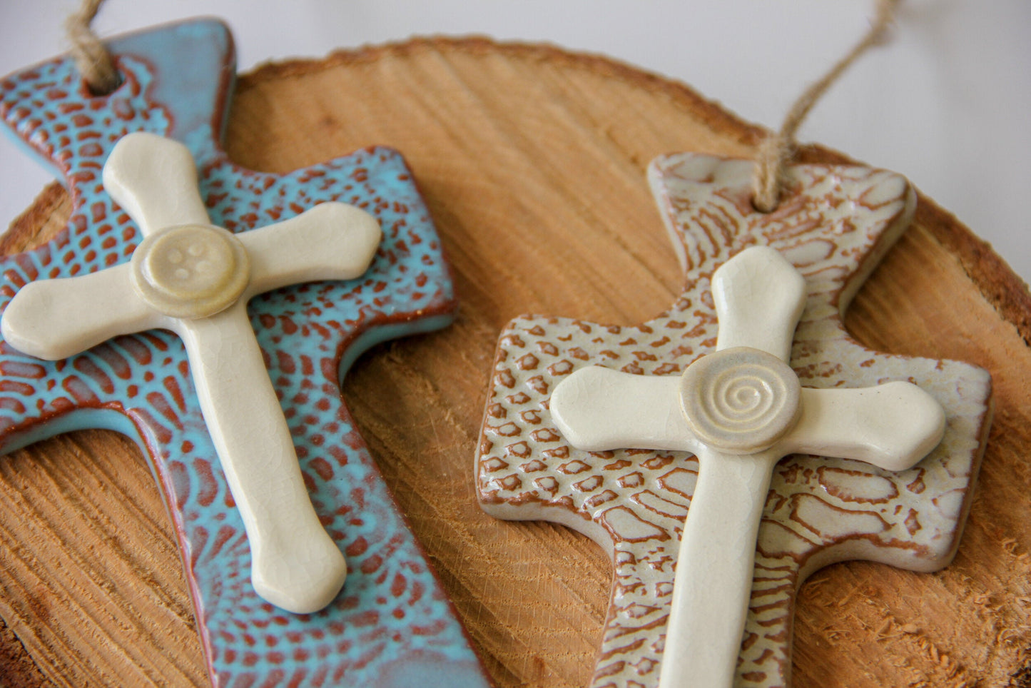 Handmade Pottery Trinity Cross - Made in the U.S.A.