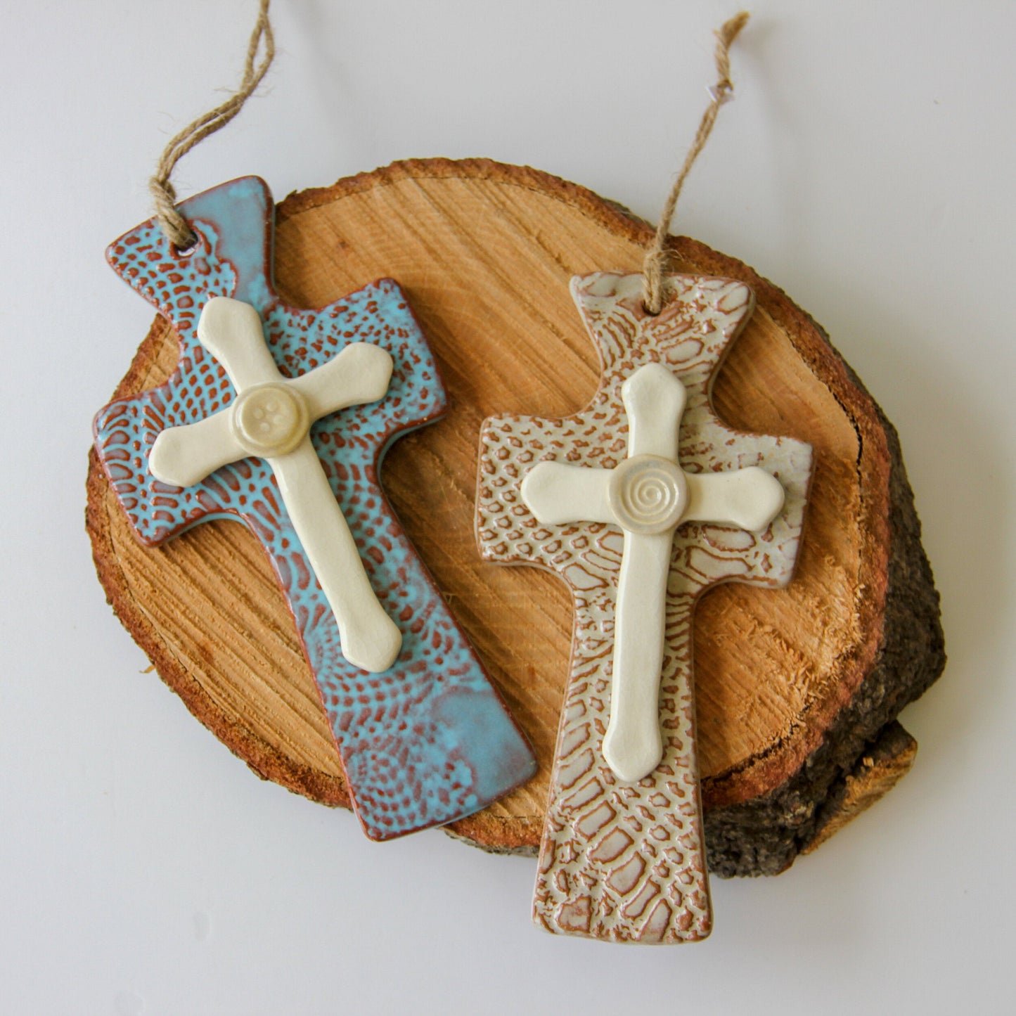 Handmade Pottery Trinity Cross - Made in the U.S.A.