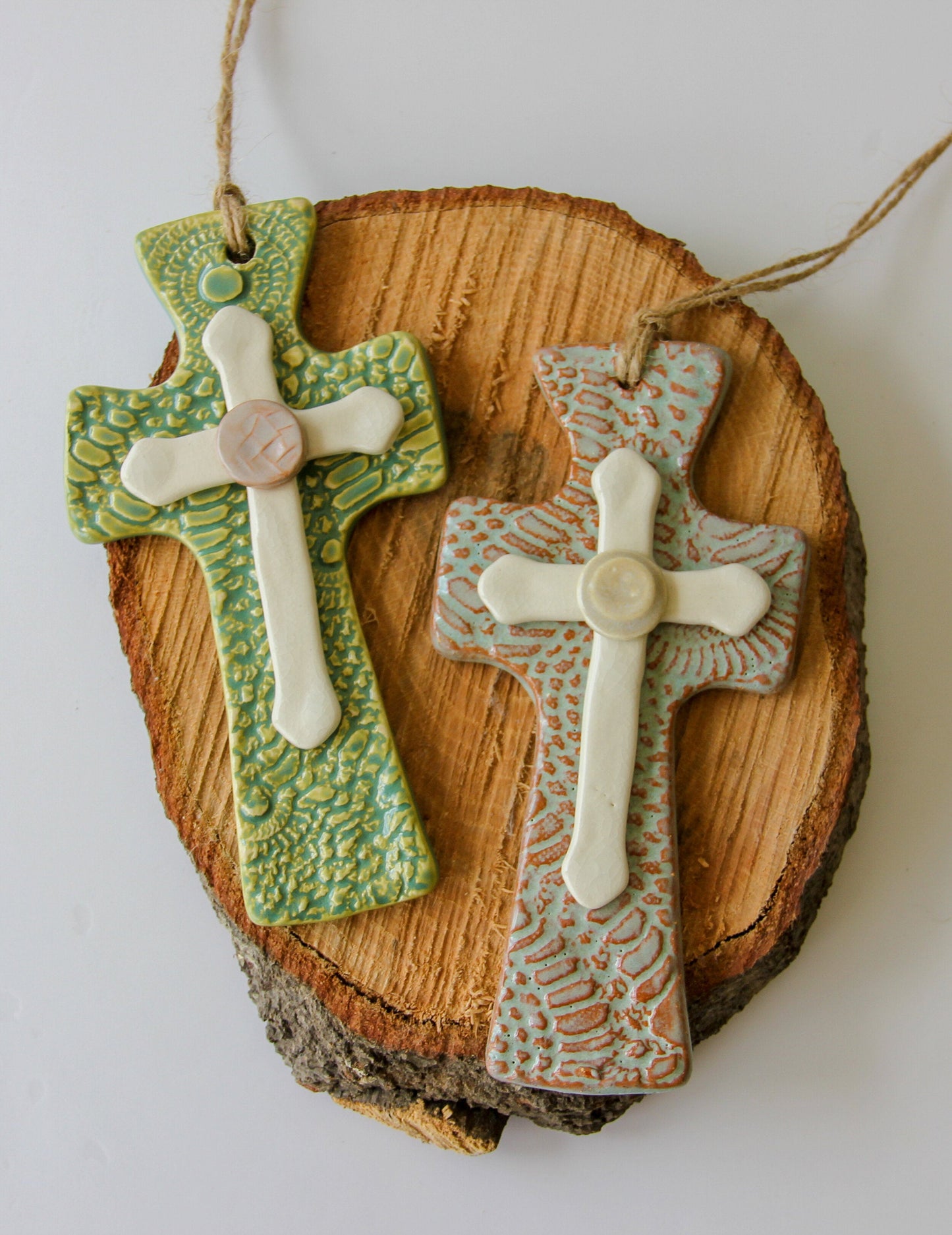 Handmade Pottery Trinity Cross - Made in the U.S.A.