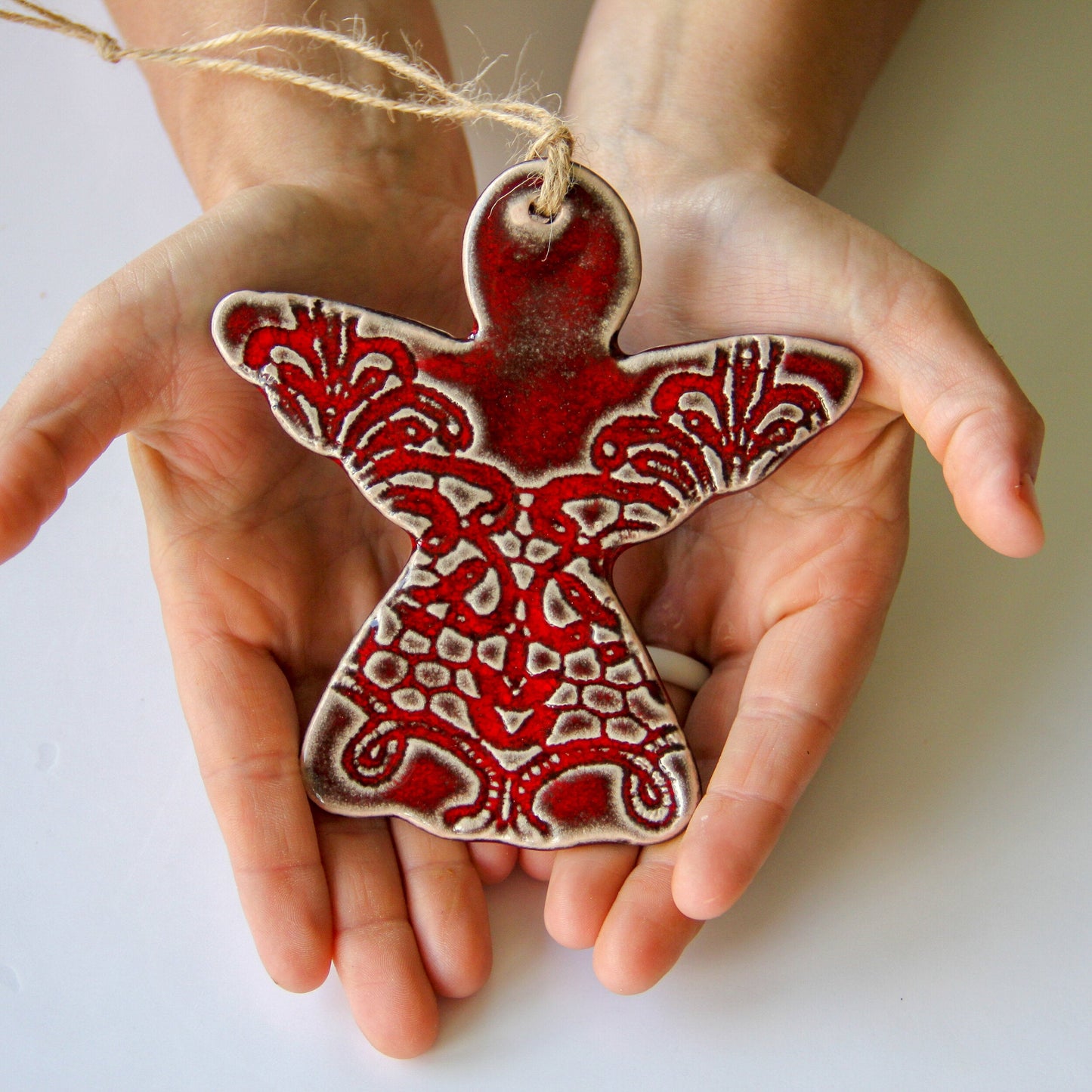 Handmade Pottery Angel Ornament - Made in the U.S.A.