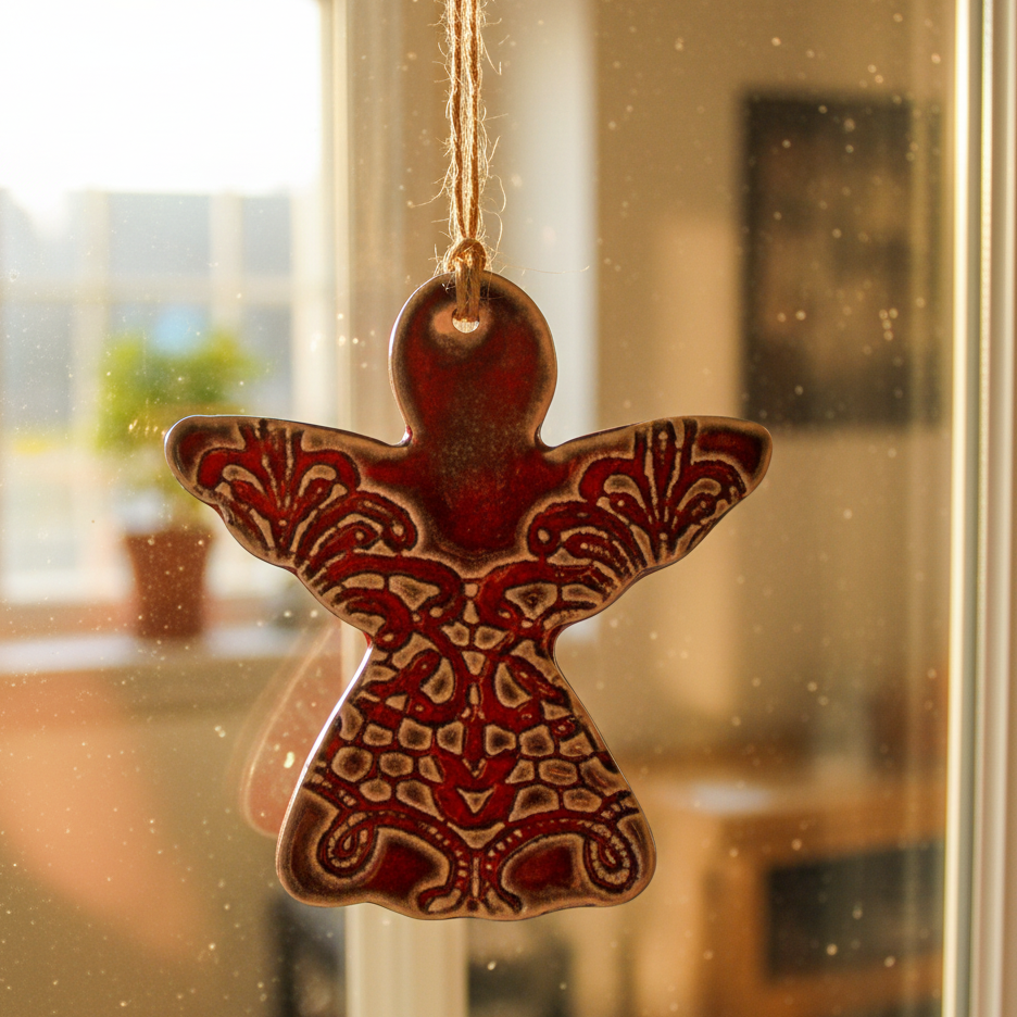 Handmade Pottery Angel Ornament - Made in the U.S.A.