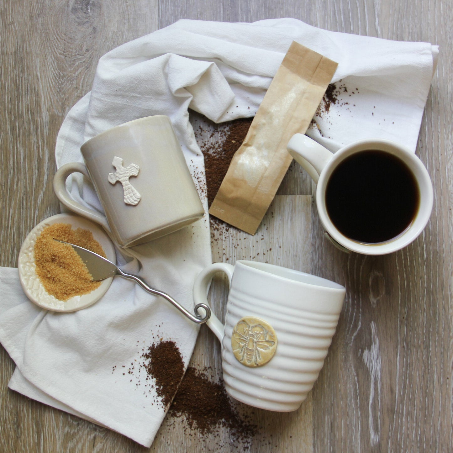 Handmade Pottery Cross Coffee Mug - Made in the U.S.A.