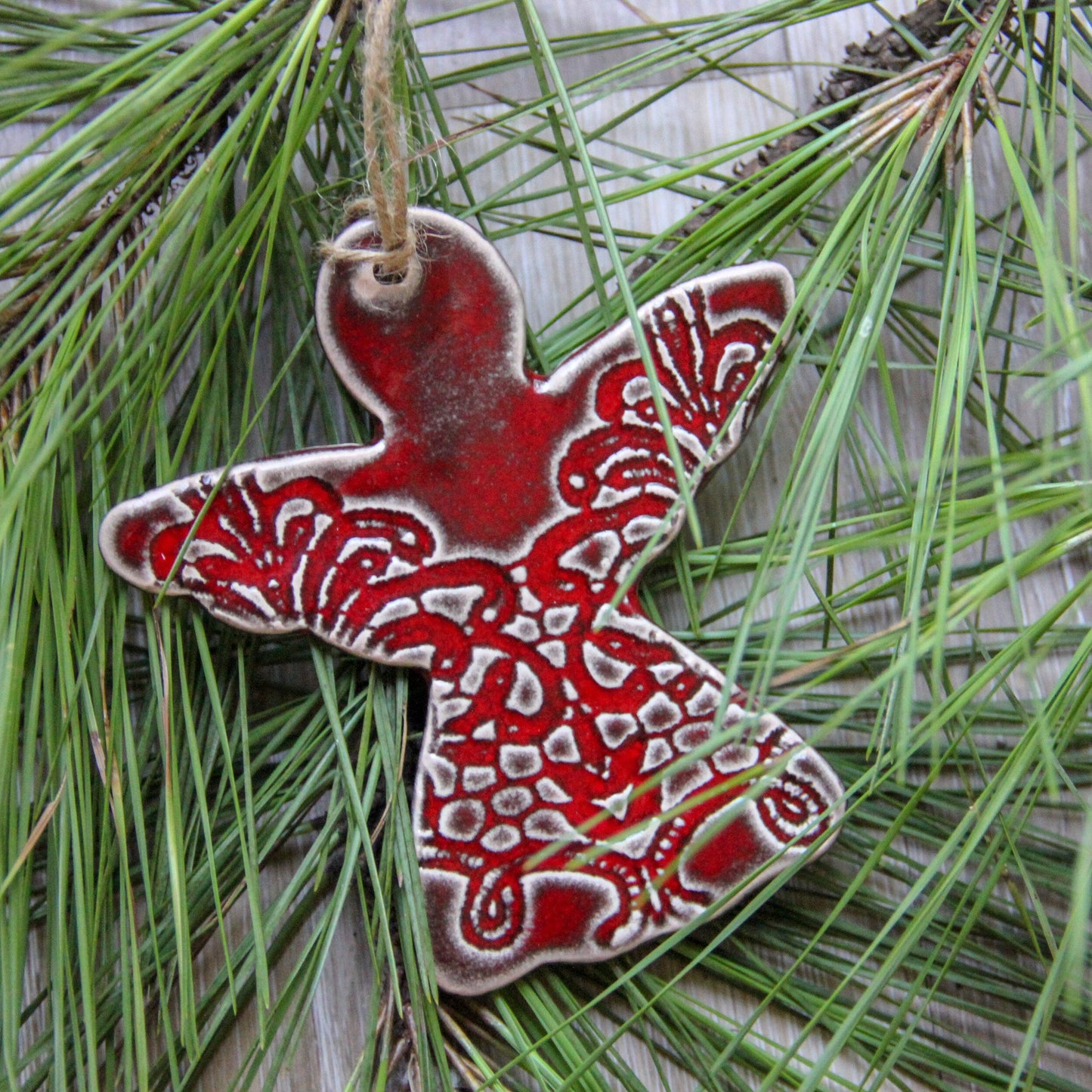 Handmade Pottery Angel Ornament - Made in the U.S.A.