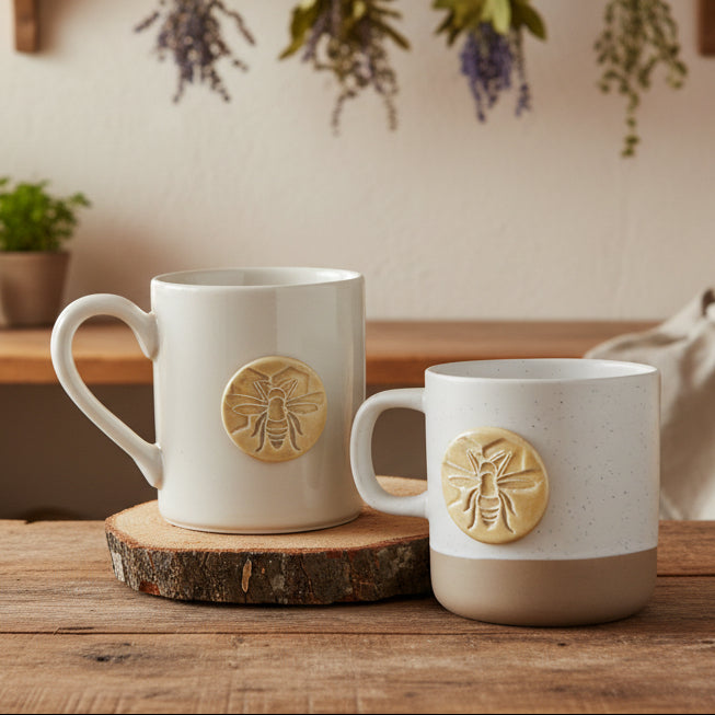 Handmade Pottery Bee Mug - Made in the U.S.A.