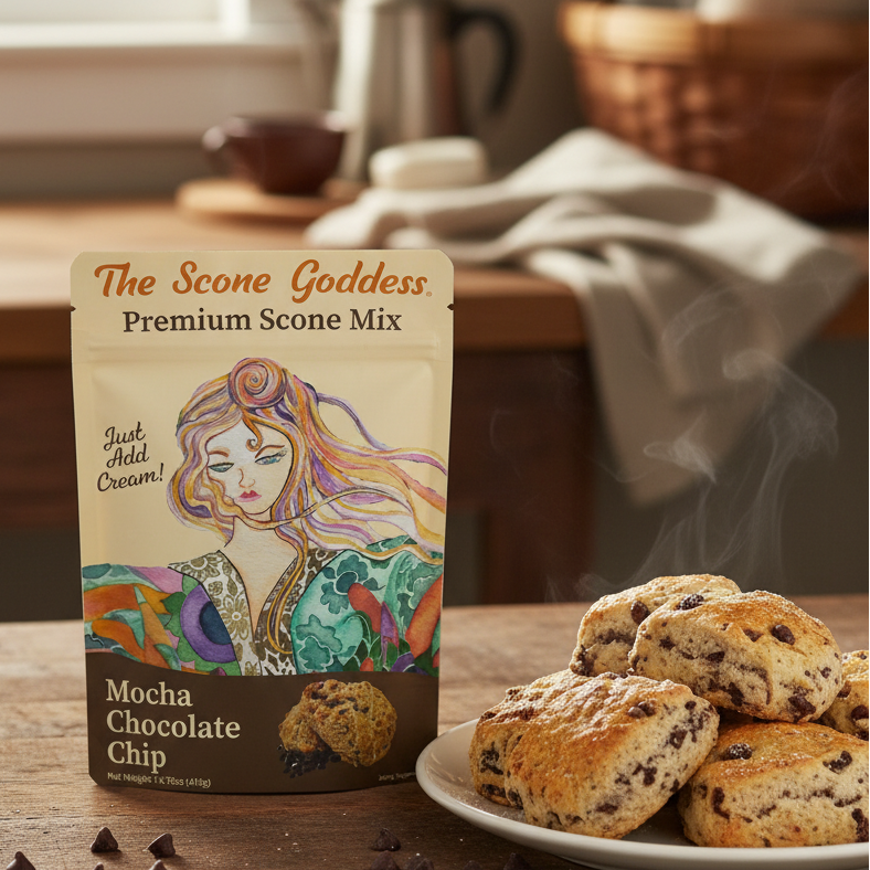 Mocha Chip Premium Scone Mix Featuring Goddess Roast Espresso by The Java Goddess