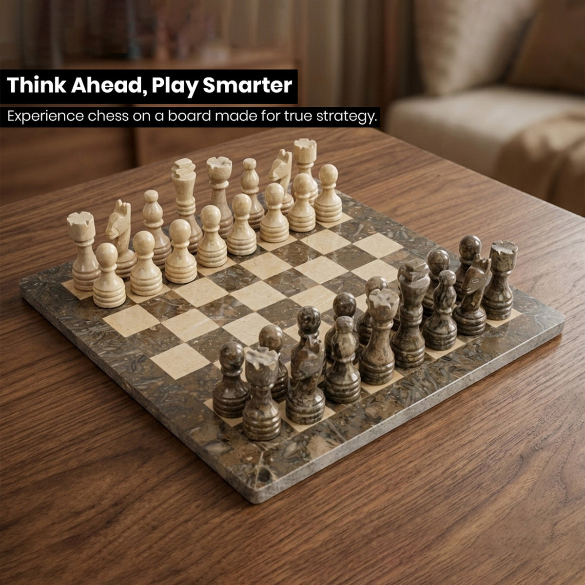 Luxury Grey and Verona Marble Chess Set 12 Inches - Premium Quality