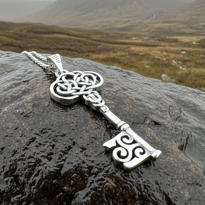 Adelaide Celtic Key Necklace in Sterling Silver