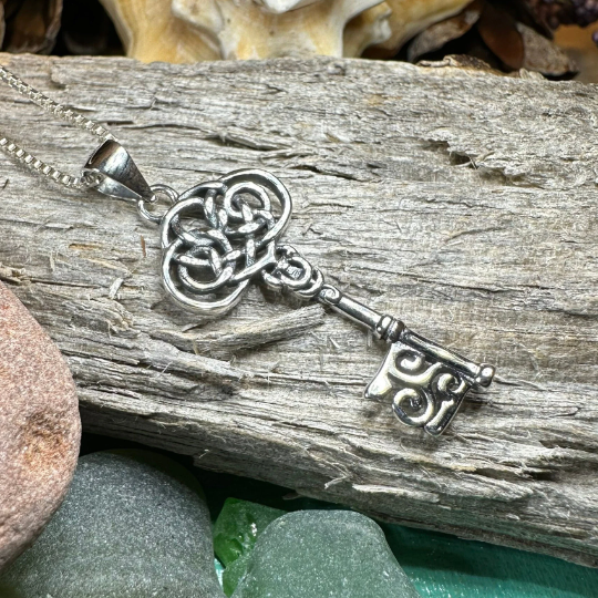 Adelaide Celtic Key Necklace in Sterling Silver — view 3