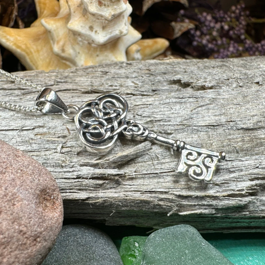 Adelaide Celtic Key Necklace in Sterling Silver — view 5