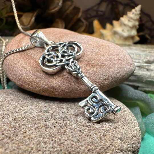 Adelaide Celtic Key Necklace in Sterling Silver — view 6