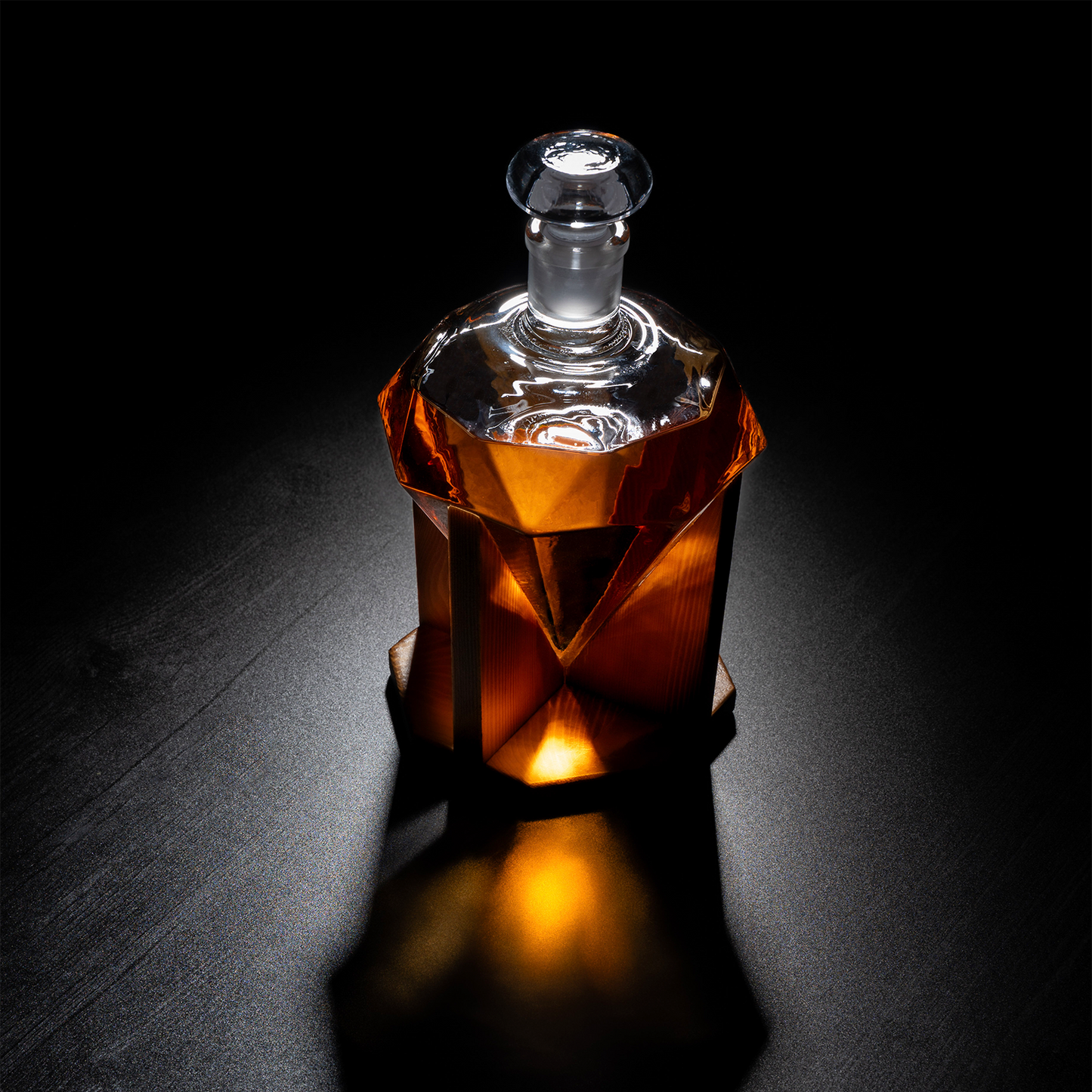 Diamond Decanter Premium Barware Gift with Mahogany Base