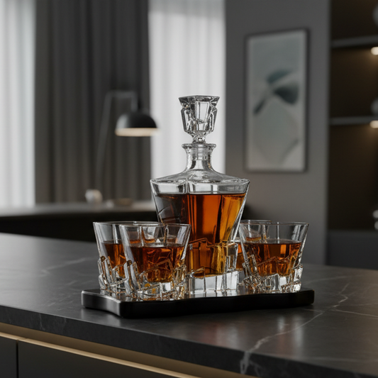 Iceberg Decanter Premium Barware Gift with Four Glasses