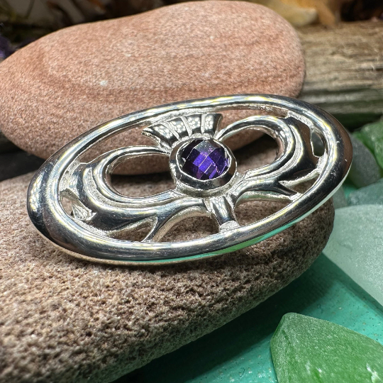 Thistle Amethyst Brooch — view 2