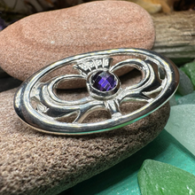 Load image into Gallery viewer, Thistle Amethyst Brooch
