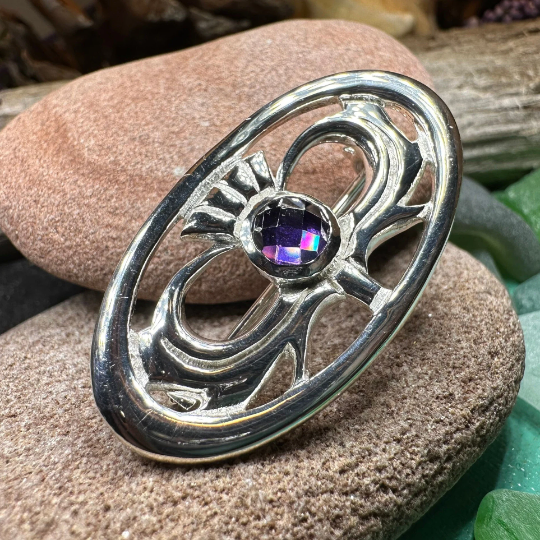 Thistle Amethyst Brooch — view 3