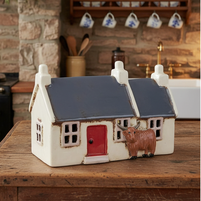 Highland Cow Scottish Cottage Tealight Holder