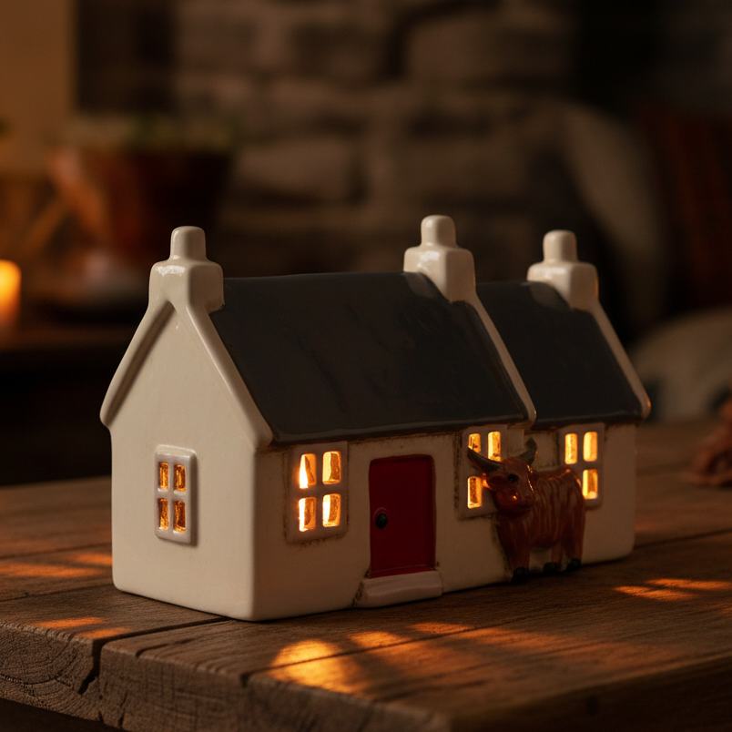 Highland Cow Scottish Cottage Tealight Holder