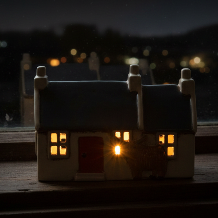 Highland Cow Scottish Cottage Tealight Holder