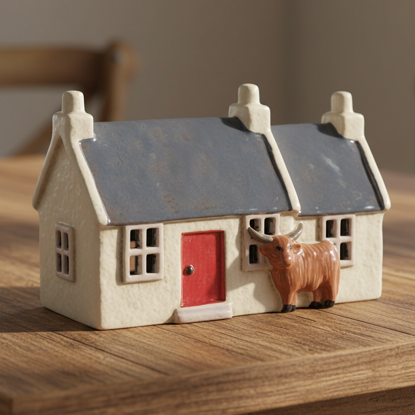 Highland Cow Scottish Cottage Tealight Holder