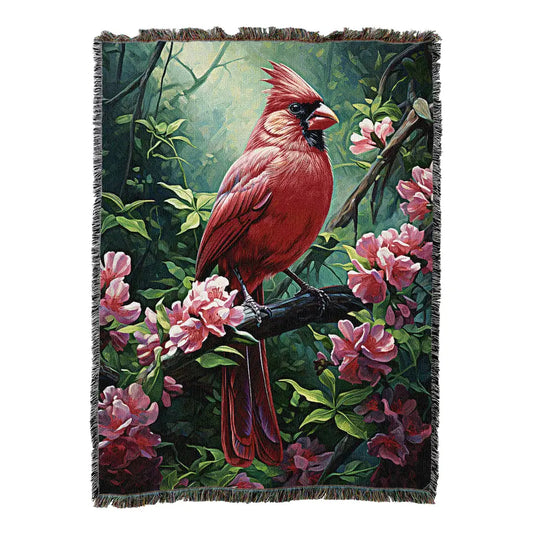 A Cardinal Appears Cotton Blanket - Handmade in North Carolina
