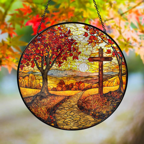 Load image into Gallery viewer, Autumn Cross Suncatcher
