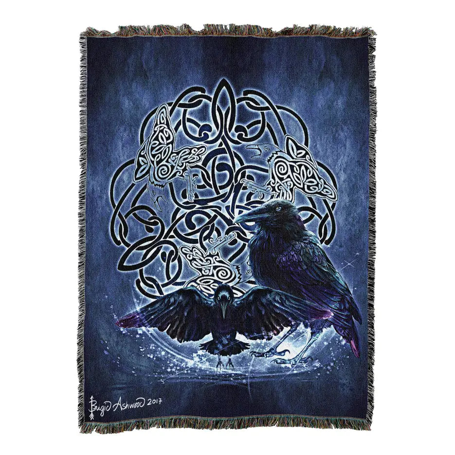 The Celtic Ravens Cotton Blanket - Handmade in North Carolina