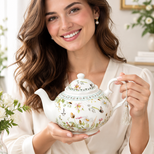 Daisies & Butterflies Fine China Teapot