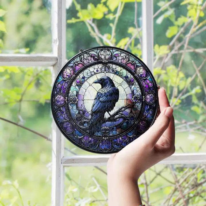 Purple Gothic Raven Suncatcher