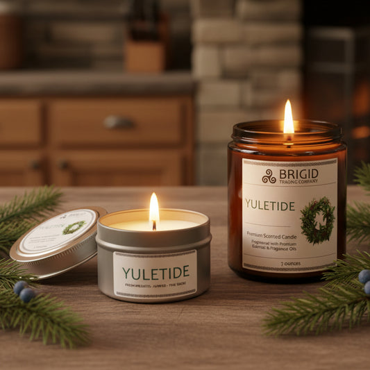 Yuletide Soy Wax Candle - Juniper, Christmas Wreaths, Pine Trees, and Bonfire Smoke