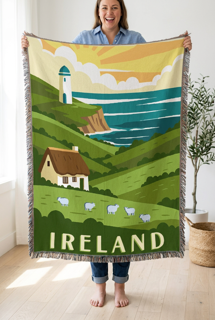 Vintage Ireland Cotton Blanket - Handmade in North Carolina