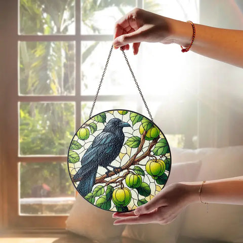 Load image into Gallery viewer, Green Raven Suncatcher
