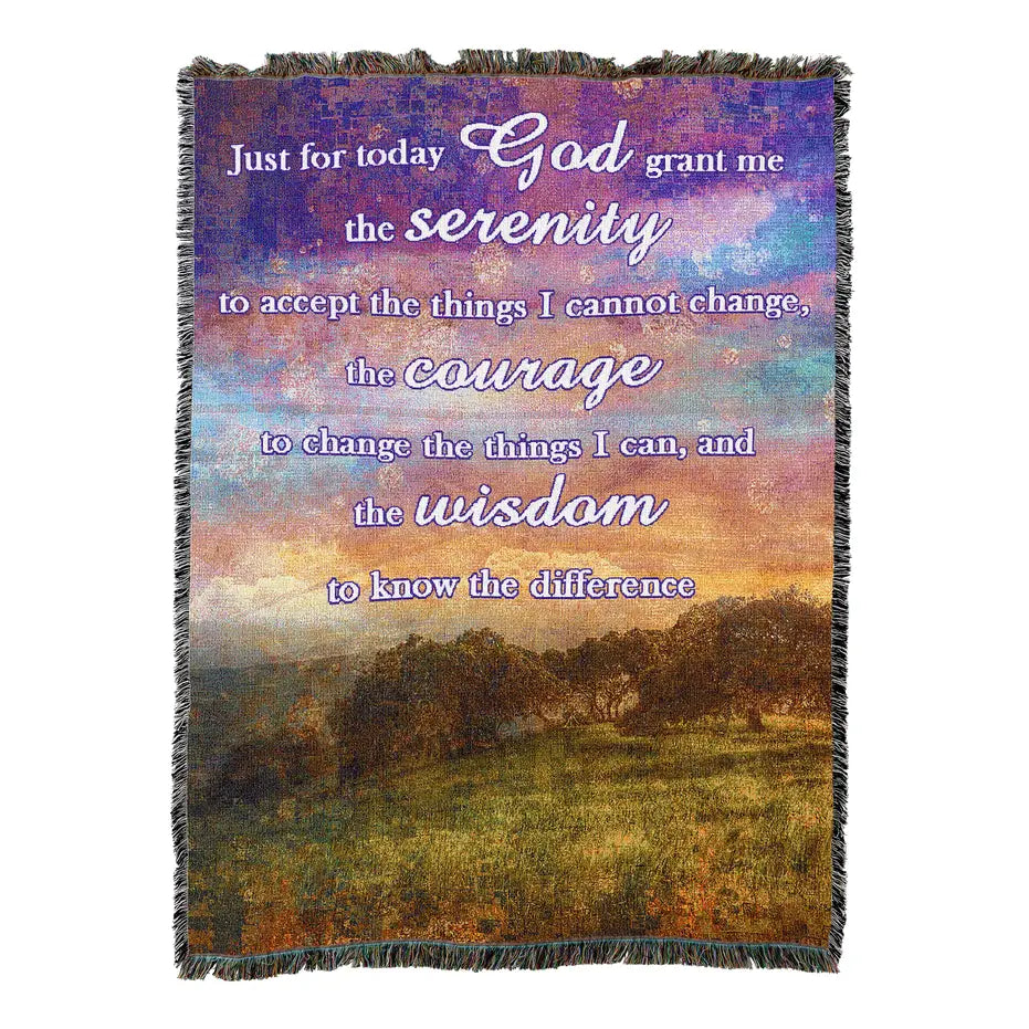 New Day Serenity Prayer Cotton Blanket - Handmade in North Carolina