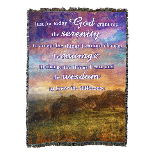 New Day Serenity Prayer Cotton Blanket - Handmade in North Carolina