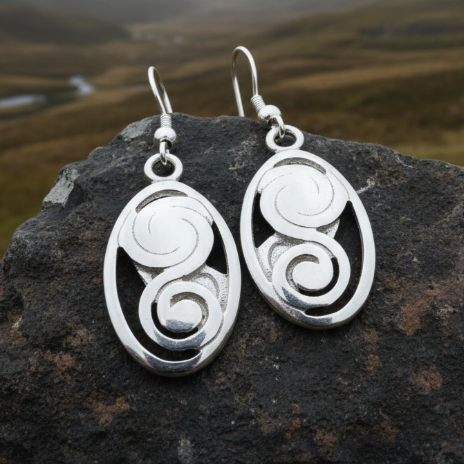 Ancient Echo Celtic Spiral Earrings — view 2