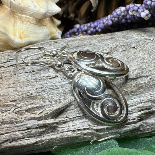 Ancient Echo Celtic Spiral Earrings — view 4
