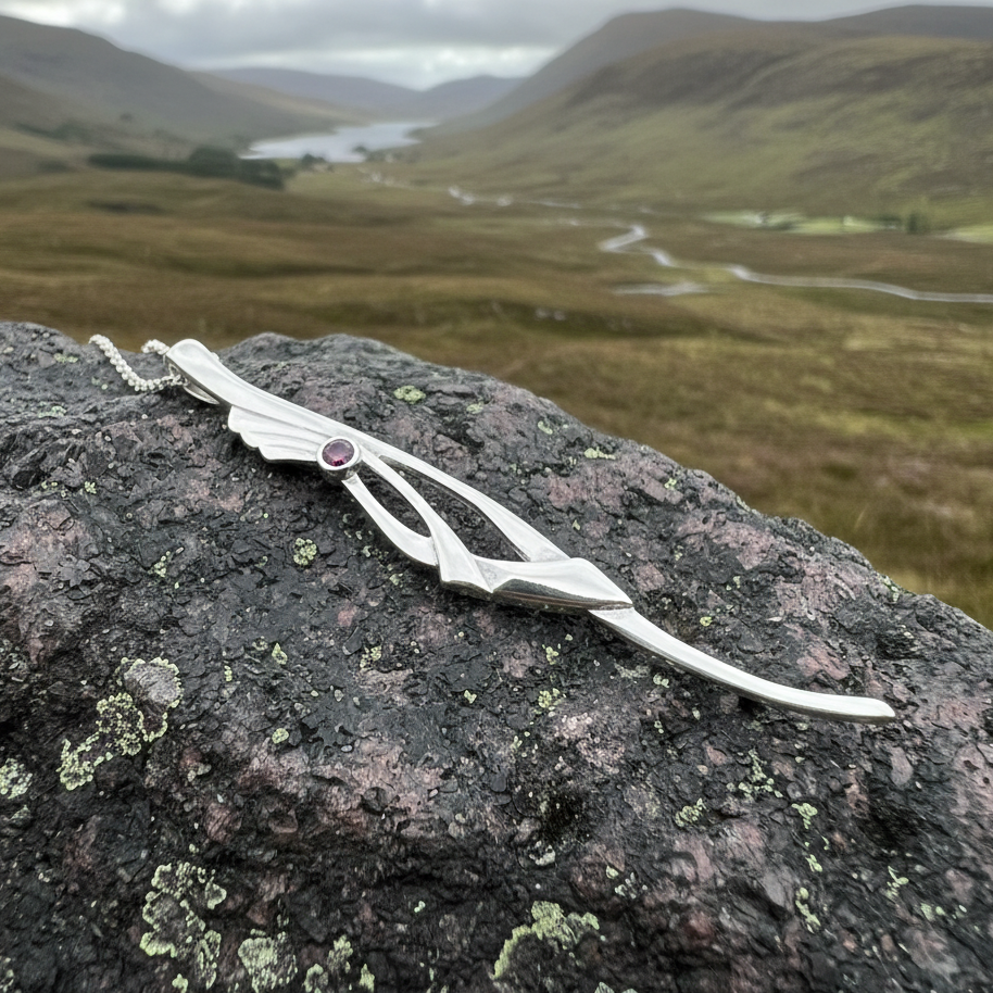 Modern Thistle Necklace in sterling silver
