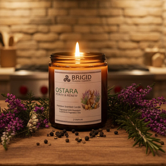 Ostara Soy Wax Candle - Heather, Rosemary, and Black Pepper