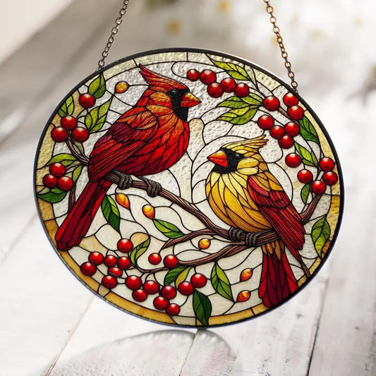 Always Near Cardinal Couple Suncatcher