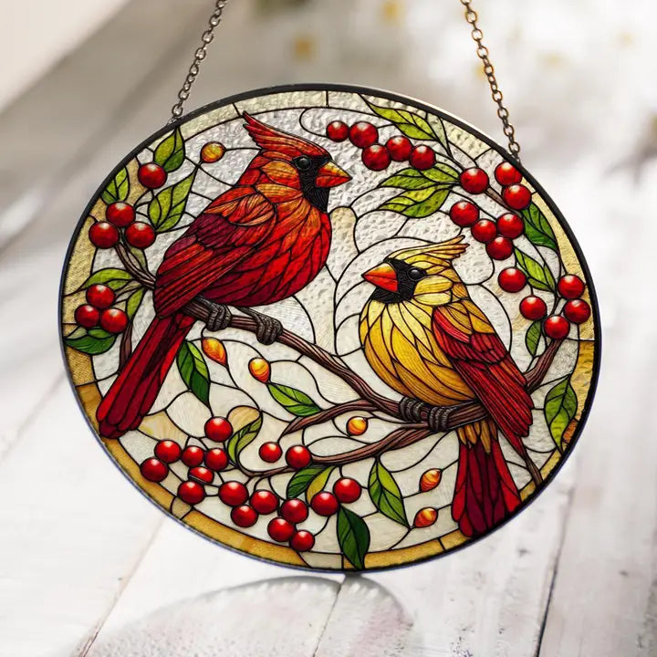 Always Near Cardinal Couple Suncatcher