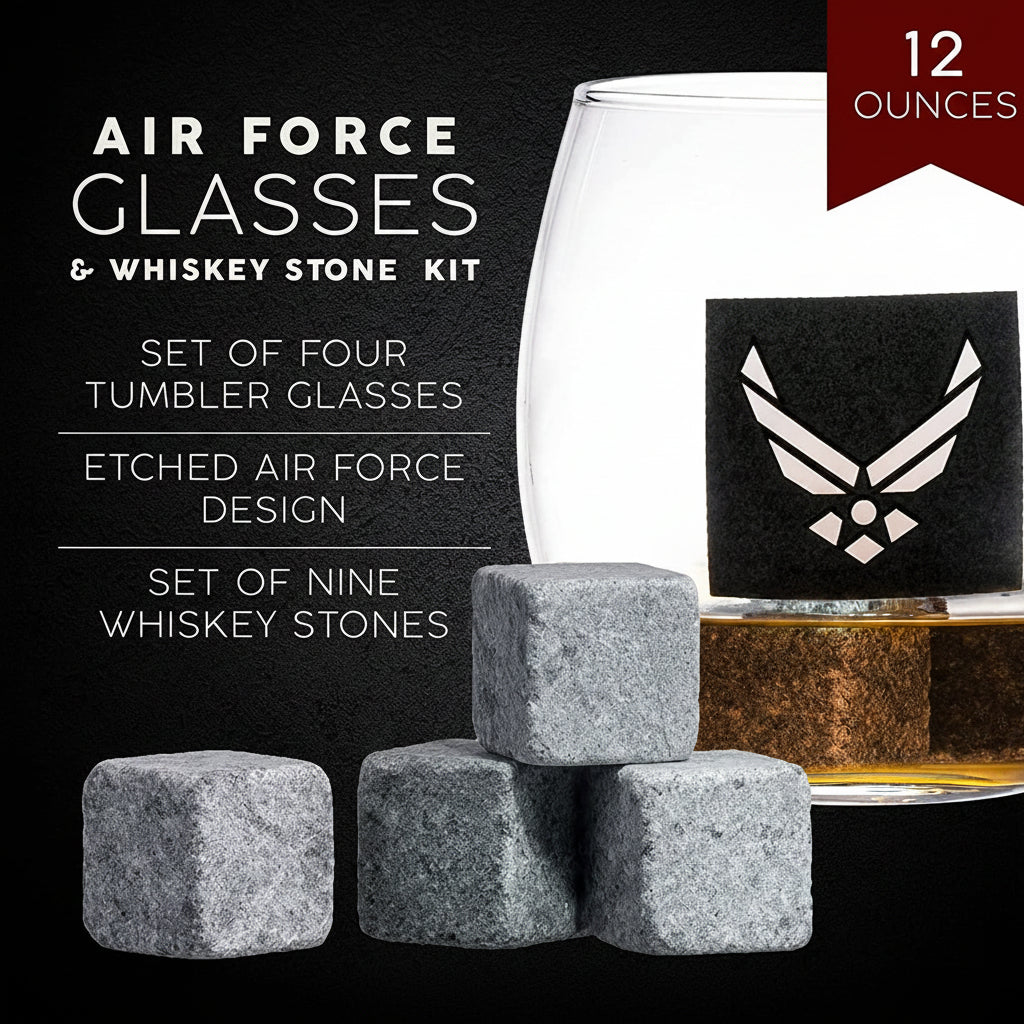 United States Airforce Whisky Decanter Premium Gift with Four Glasses & Whisky Stones