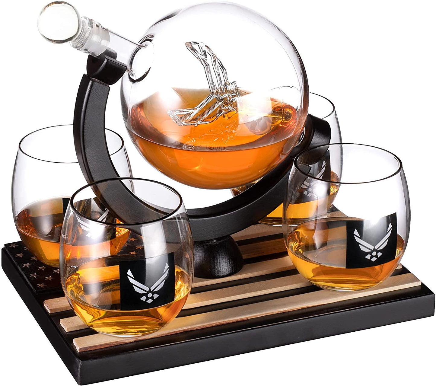 United States Airforce Whisky Decanter Premium Gift with Four Glasses & Whisky Stones