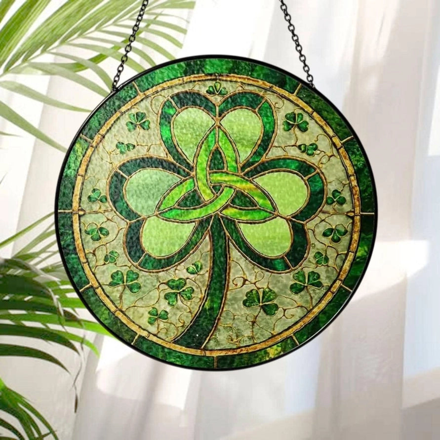 Trinity Knot Shamrock Stained Glass Gift