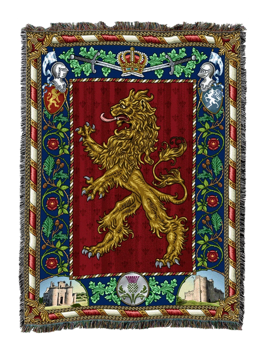 Scottish Lion Cotton Blanket - Handmade in North Carolina