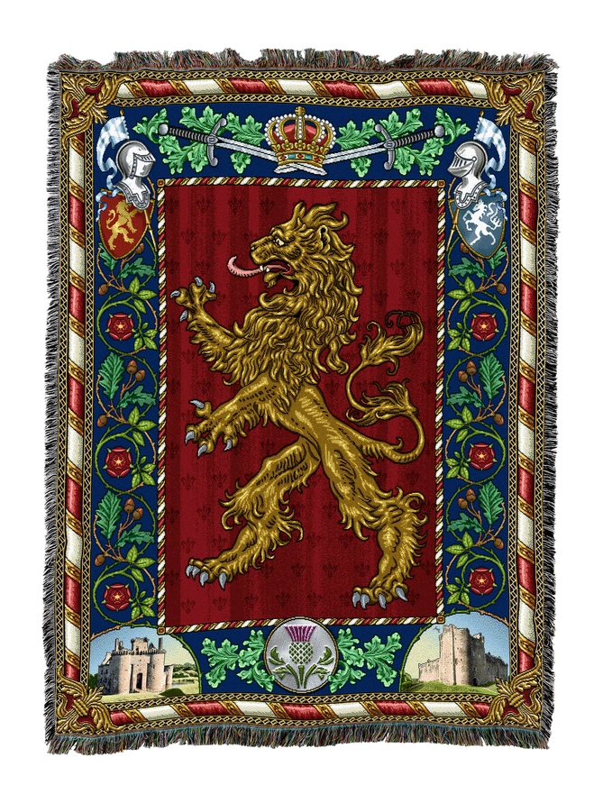 Scottish Lion Cotton Blanket - Handmade in North Carolina