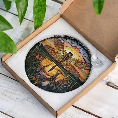 Load image into Gallery viewer, Sunset Dragonfly Suncatcher

