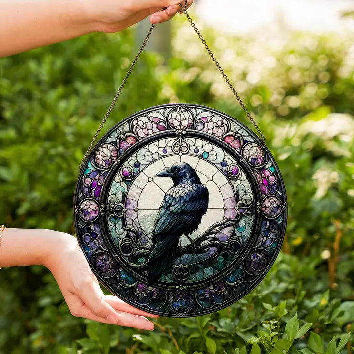 Purple Gothic Raven Suncatcher