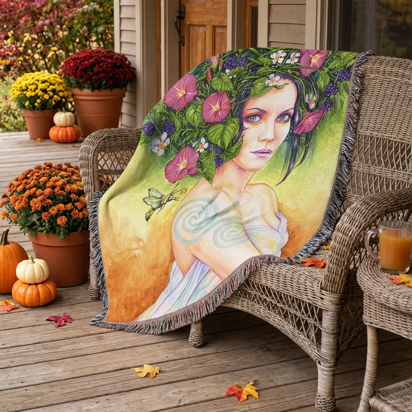 Celtic Goddess Cotton Blanket - Handmade in North Carolina