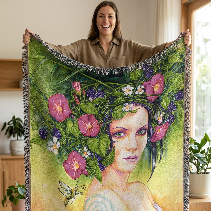 Celtic Goddess Cotton Blanket - Handmade in North Carolina