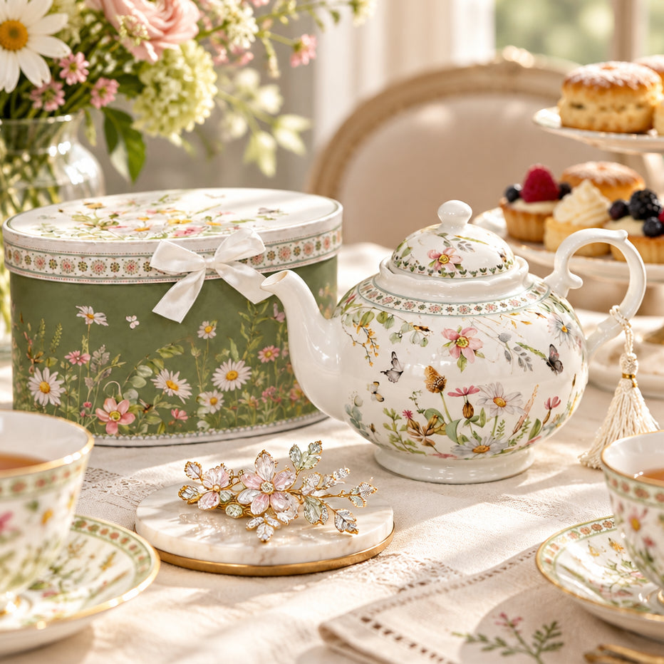 Daisies & Butterflies Fine China Teapot